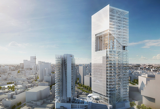 How does the water supply  system for high-rise residential  buildings operate?